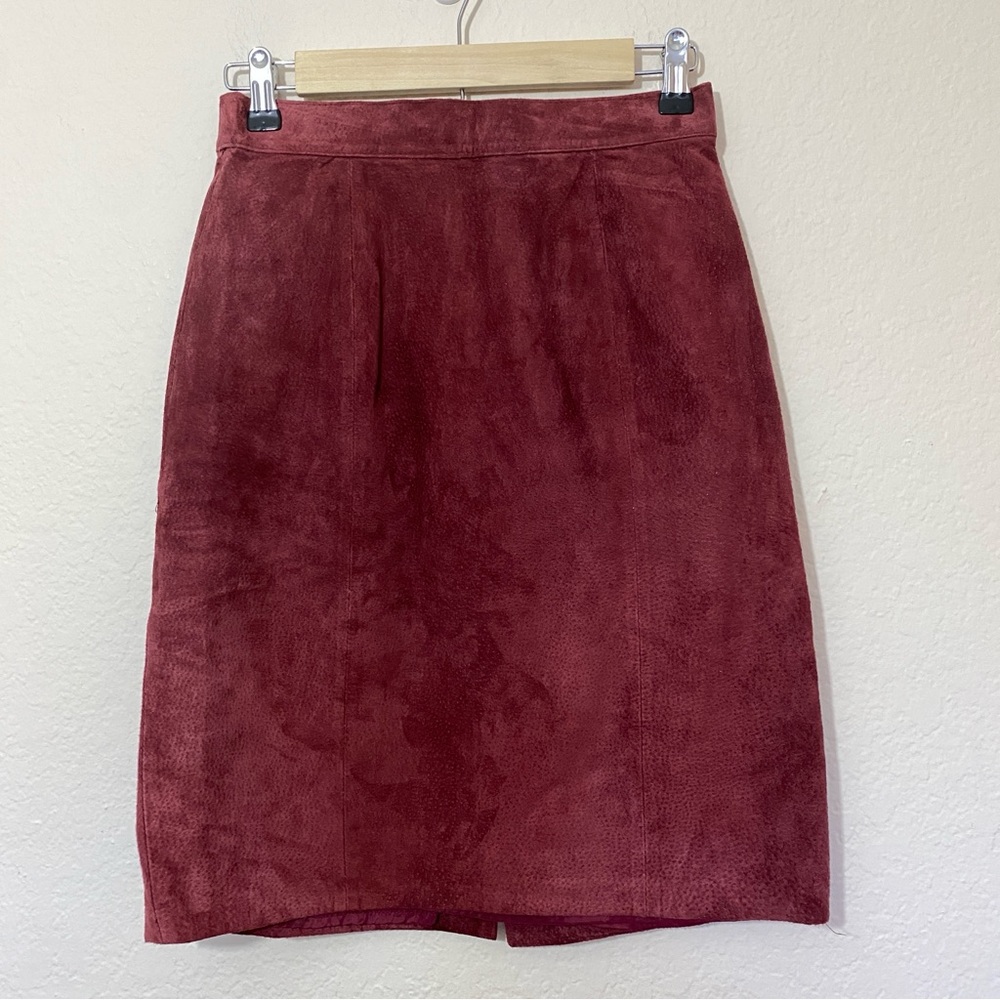 Vintage BB Dakota Red Suede Pencil Skirt